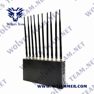 China UHF VHF Indoor Signal Jammer 12W 3G 4G GPS WiFi LoJack 10 Antenna for sale