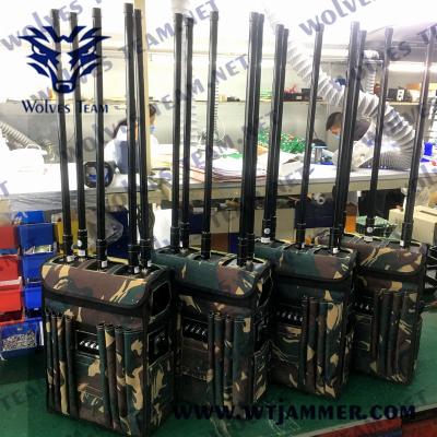 China 80 Watt Cell Phone Backpack Jammer GSM Lojack WIFI GPS 3G 4G 5G 150m for sale