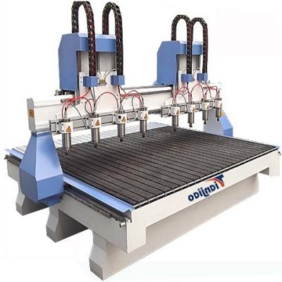 China Building Material Stores OEM Factories TJ-2525 8 Premium Multi Head CNC Wood Relief Engraving Machine With 8 Axis for sale