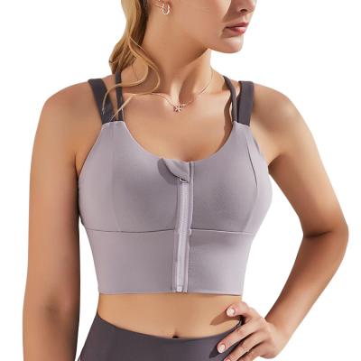 China Comfortable Women Breast Support Ultra Breathable Front Zip Sports Bra Wholesale for sale