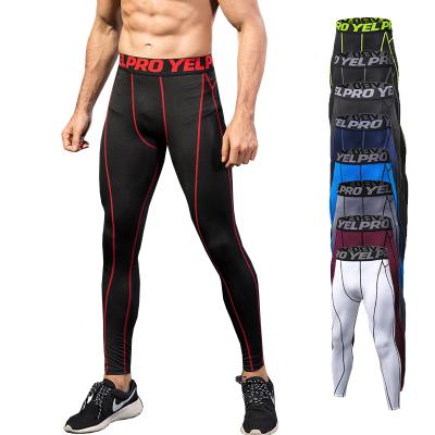 China Antibacterial Soft Elastic Dry Cool Tights Pants Gym Sports Compression Yoga Running Gaiters For Men for sale