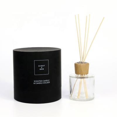 China Firstsail Handmade Black Cardboard Bathroom Perfume Reed Diffuser Glass Bottle Gift Packaging Box Candle Jars Round Paper Tube for sale