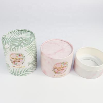 China Handmade Wholesale Pink Round Cardboard Soy Wax Scented Candle Glass Gift Box Soap Paper Tube Packaging Packaging for sale