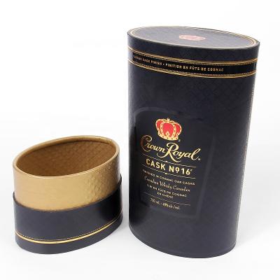 China Custom Special Shaped Recyclable Fashion Design Package Box Vintage Spirits Whiskey Wine Paper Tube Oval Packaging for sale