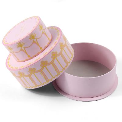 China Recycled Materials Design Special Cake Shaped Gift Paper Box Pink Cylinder Tube Cosmetic Packaging for sale