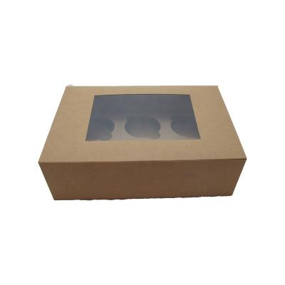 China Brown Recyclable Recyclable Kraft Paper Food Packing Box Takeout Bakery Packing Cupcake Boxes Wholesale for sale