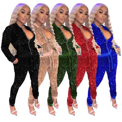 China 2022 Custom Solid Color Women Ladies Clothing Breathable Casual Velor Pants 2 Piece Sets Tracksuit Velor Teams Two Piece Women for sale