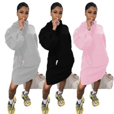 China 2021 Breathable Long Sleeve Women's Hoodies Sport Casual Dresses Women Hooded Sweatshirt Dresses For Women for sale