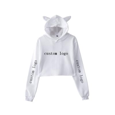 China Breathable Customized Pullover Hoodies Women Tops Soft Cropped Hoodie Diy Oversized Logo Hooded Sweatshirt Custom Made Customized Cat Ear for sale