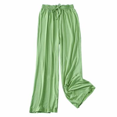 China 2021 New High Waist Anti-Wrinkle Drawstring Spandex Casual Cotton Solid Loose Wide Leg Pants Palazzo Pants Women for sale