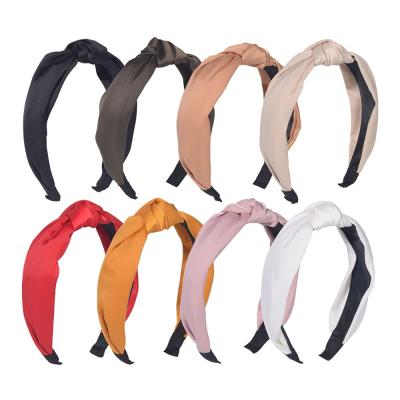 China Fashion Logo Custom Elegant Twist Knot Women Top Headbands Fashion Luxury White Carpet Silk Satin Girls Hair Knotted Headbands For Women for sale