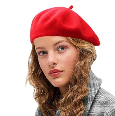 China Fashion Woolen White Solid Color Women's Winter Hat Berets Thick Stylish Suede British Korean French Comfortable Beret For Women for sale