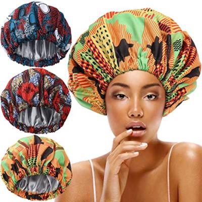 China Casual Double Layers Sided Satin Headwrap Tape Print Logo Fashion Pattern Elegant Hair Braid Custom Unisex African Hair Braid Wide Cowl for sale