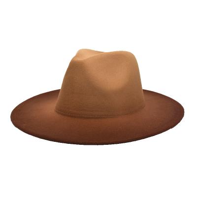 China Wholesale Character Two Tone Floppy Hat Wide Brim Panama Suede Unisex Sombrero Fedora Felt Hats Men Women Felt Hat High Quality Hats for sale