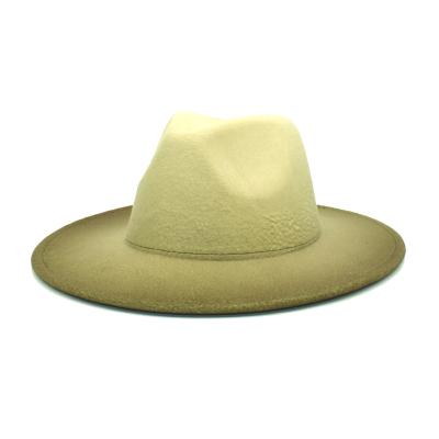 China Wholesale Large Brim Two Tone Character Flexible Fedora Wide Brim Fedora Panama Unisex Sombrero Fedoras High Quality Fedoras Felt Fedora Hats Men Women for sale