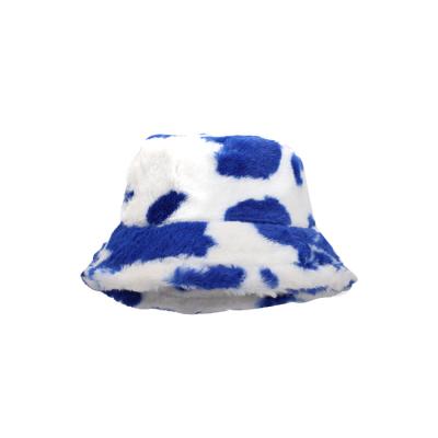 China Wholesale Faux Fur Fisherman Winter Bucket Hat Designer Bucket Hats Fuzzy Furry Plain Women Fluffy Cow Print Headband 2022 For Women for sale