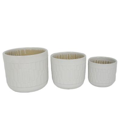 China Modern best selling of the year ceramic set of 3 flower pot ornament wholesale vase flower pot round plant pots for sale