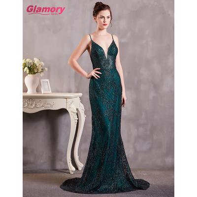 China Wholesale Breathable Fashion Sequin Lace Dresses Lady Sleeveless Elegant Evening Dress Sexy V-neck Women Long for sale