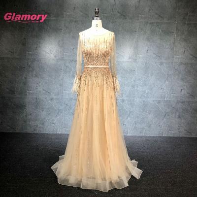 China Breathable Luxury Beading Long Sheath A Line Women Elegant Robe De Soiree Prom Evening Party for sale