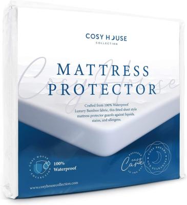 China RANSGER China Factory Waterproof Bamboo Jacquard Mattress Cover Hypoallergenic Bamboo Waterproof Mattress Protector for sale