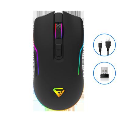 China Ergonomic Rechargeable Lithium Battery Colorful Optical 2.4Ghz Gaming Wireless Gaming Mouse for sale