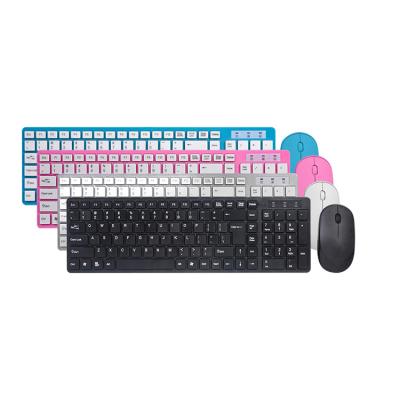 China For Slim 2.4G Wireless Cheap Silent Colorful Desktop Keyboard and Mouse Combo for sale