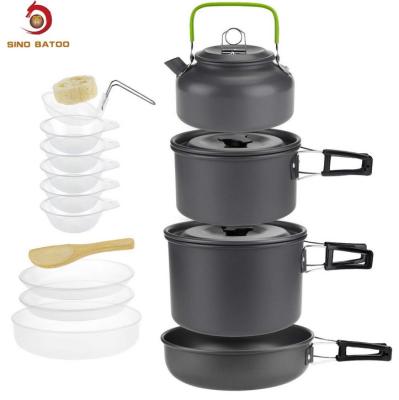 China 4-5 Person Outdoor Camping Cookware Set Hard Aluminum Alloy for sale