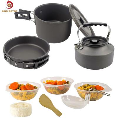 China 2-3 People Outdoor Cookware Set , Portable Outdoor Cooking Pot Set for sale