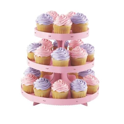 China Double Sided High Quality Recyclable Promotion Cardboard Cake Stand With Box for sale