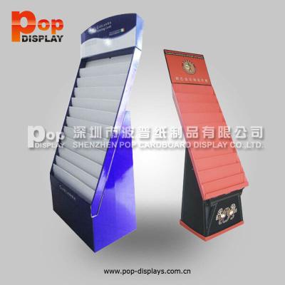 China POS Retail Store Waterproof Products Wrapping Floor Corrugated Paper Display Stand For Gift Certificate for sale