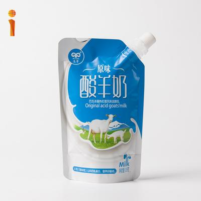 China Safety Stand Up Plastic Milk Storage Spout Package Bags for sale