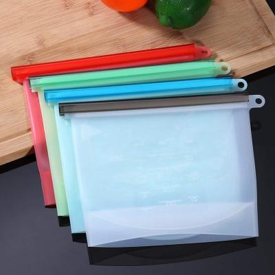 China 1500mL Vacuum Sealer Zipper Reusable Silicone Food Storage Bags Sous Vide Seal Freezer Sandwich Zipper Non-Corrosive Airtight Zipper Lock for sale