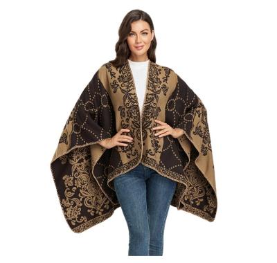 China Keep Warm Design Winter Warm Sale Ponchos For Women Winter Fashion Poncho Acrylic Shawl Top Shawl Cape for sale