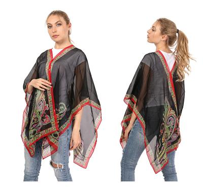 China Lightweight Chiffon New Arrival Printing Beach Cover Up Shawl Stunning Polyester Beach Foldable Shawl for sale