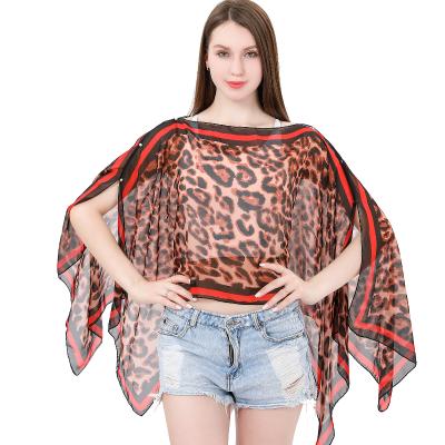 China 2021Fashion wholesale chiffon beach scarf shawl polyester summer leopard print beach shawl excellent for sale