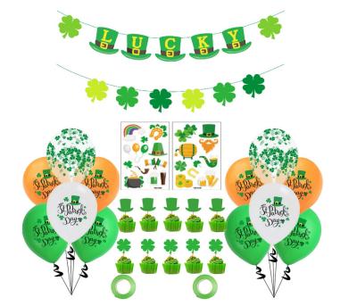 China Paper+latex St Patrick's Day Irish Clover Themed Party Set with Shamrock Flag Balloons Party Decorated for sale