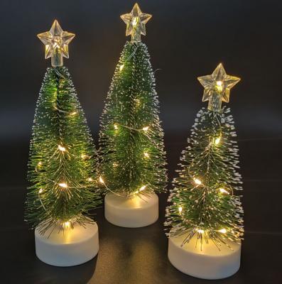 China 3pcs/set Mini LED Amazon Christmas Tree Ornament with Star Light Christmas Party Table Decoration for sale