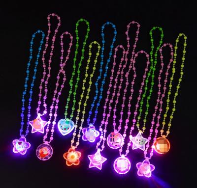 China Promotional Gifts 2021 Children's LED Acrylic Necklace Flash Pendant Colorful Luminescent Toy for sale