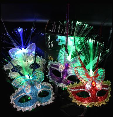 China Custom Eco-Friendly LED Flashing Lights Hide Glowing Butterfly Mist Mask For Party Costumes Props for sale