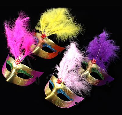 China Wholesale Eco - Friendly Luminous Mask Feather Led Glitter Eye Mask For Dance Party Props for sale