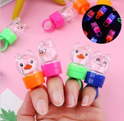 China Promotional Ring Luminous Adjustable Cartoon Bear LED Ring Gifts Kids Toys Flashing Finger Lights Promotional Gifts for sale