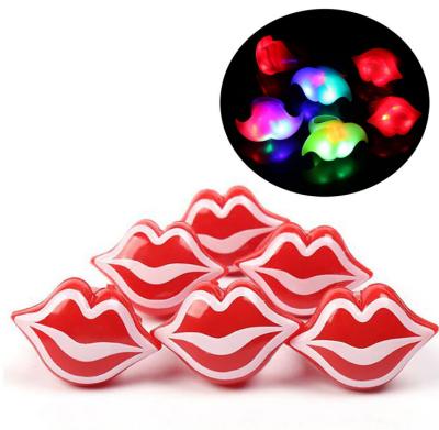 China Promotional Gifts Valentine's Day LED Red Lip Ring Glitter Ring Lamp Party Toy for sale