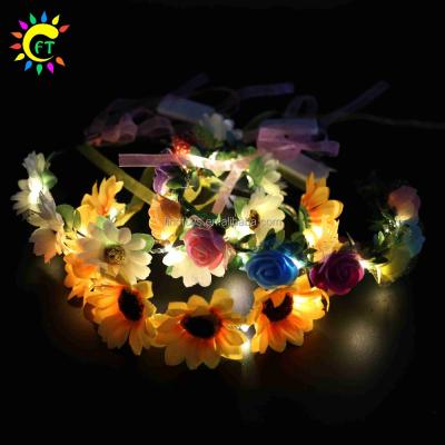 China Promotional Gifts LED Light Up Flower Crown Headband For Wedding Festival Party for sale