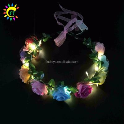 China 2021 Wedding Light Up LED Flower Crown Headband Wedding Garland Flower Wreath for sale