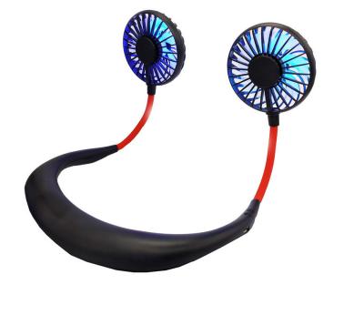 China USB Outdoor Hanging Fan LED Light Folding Rechargeable Hands Free Fan for sale