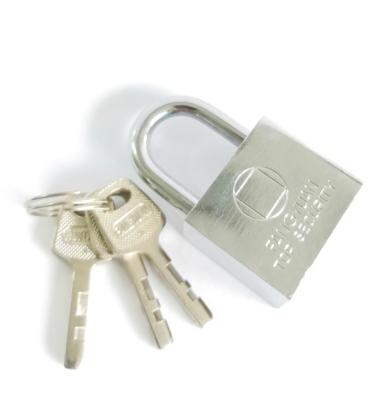 China Wide Application Chrome Plated Square Iron Padlock With Vane Keys , Chromed Iron Padlock for sale