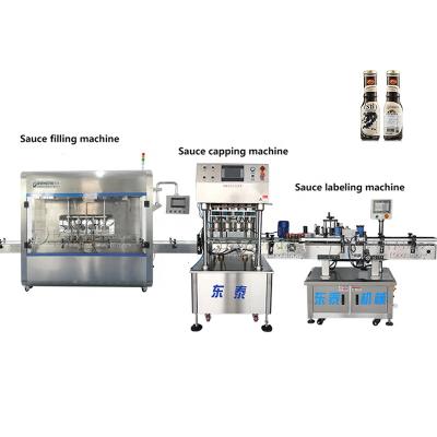 China Stainless Steel PLC Control Automatic Cheese Sauce Filling Capping Labeling Production Line for sale