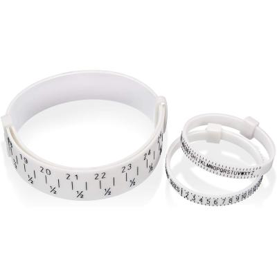 China Custom Logo Us Plastic Ruler Measuring Wrist Bracelet Sizer Measuring Tool Jewelry Plastic Wrist Ruler for sale