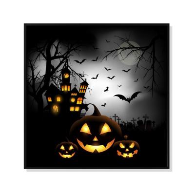 China Modern Halloween Pumpkin Decorative Painting Can Light Up LED Oil Painting Frame Oil Painting CANVAS for sale