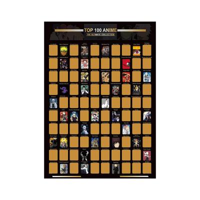 China Scratch Off 100 Custom Large Size Colorful Icons Scratch Anime Poster Anime Poster Scratch for sale